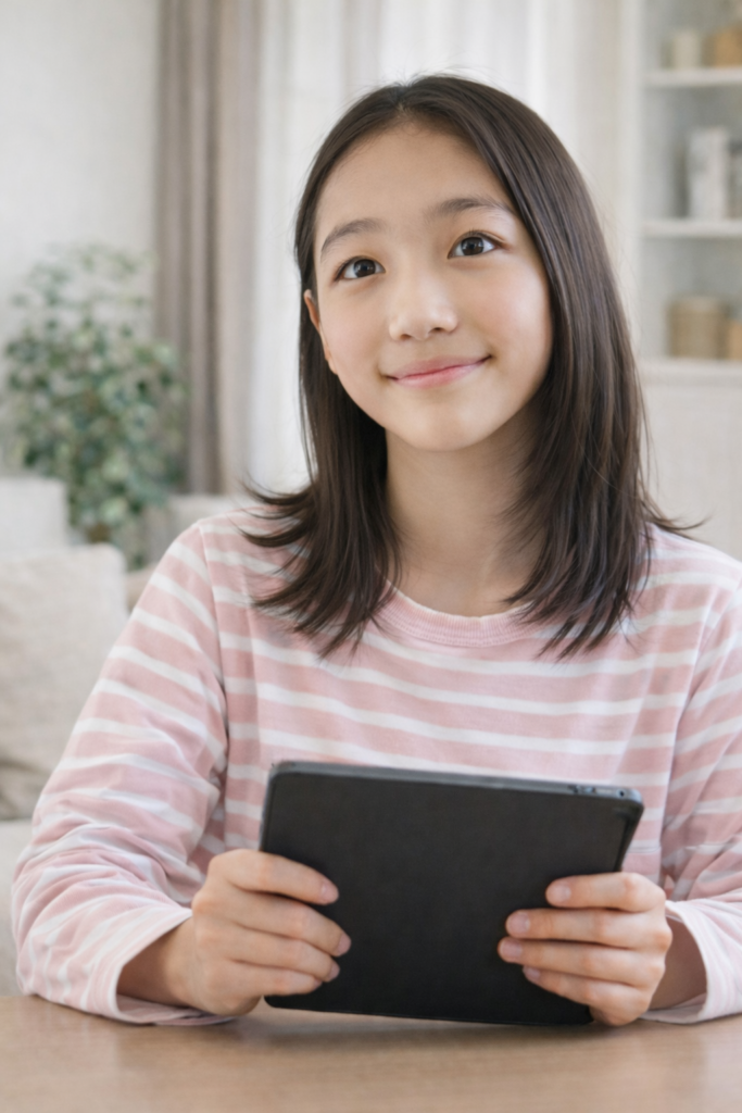 受験対策にもなると話をしている女の子
