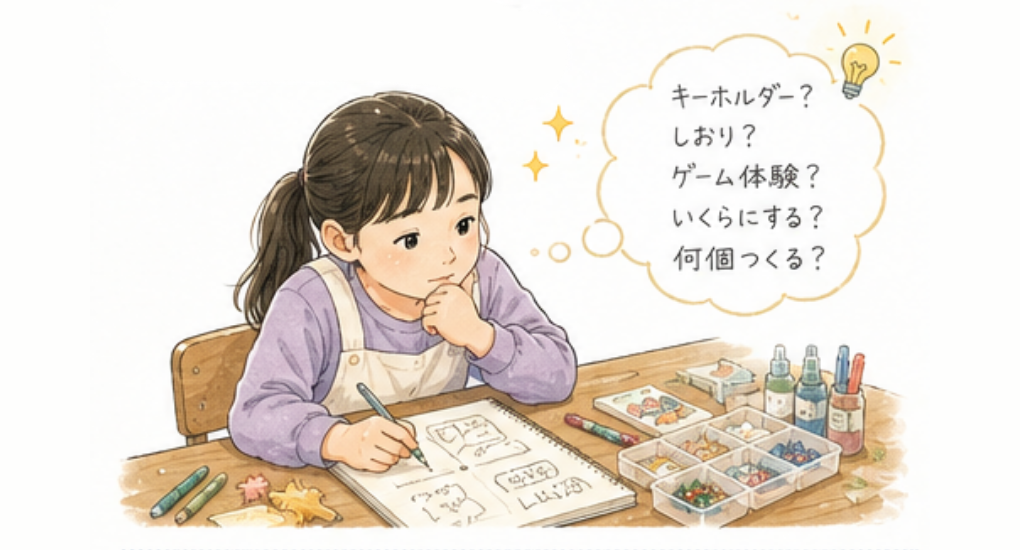 販売する商品やサービスについて考える子どもの様子