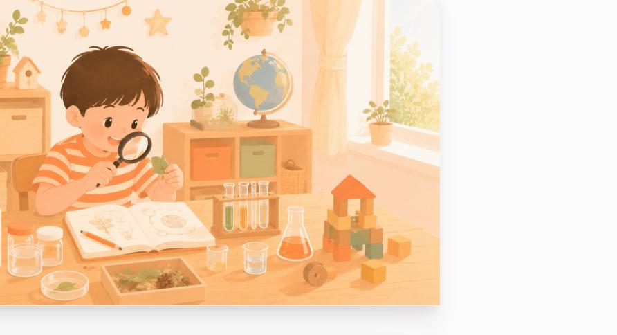 家庭で探究学習に取り組む小学生のイメージ